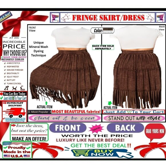🛑 BULLY Elastic ➕🆒 SKIRT High Waist FRINGE Mineral Wash Layer Tier 💸BUY NOW‼️ - Picture 1 of 16